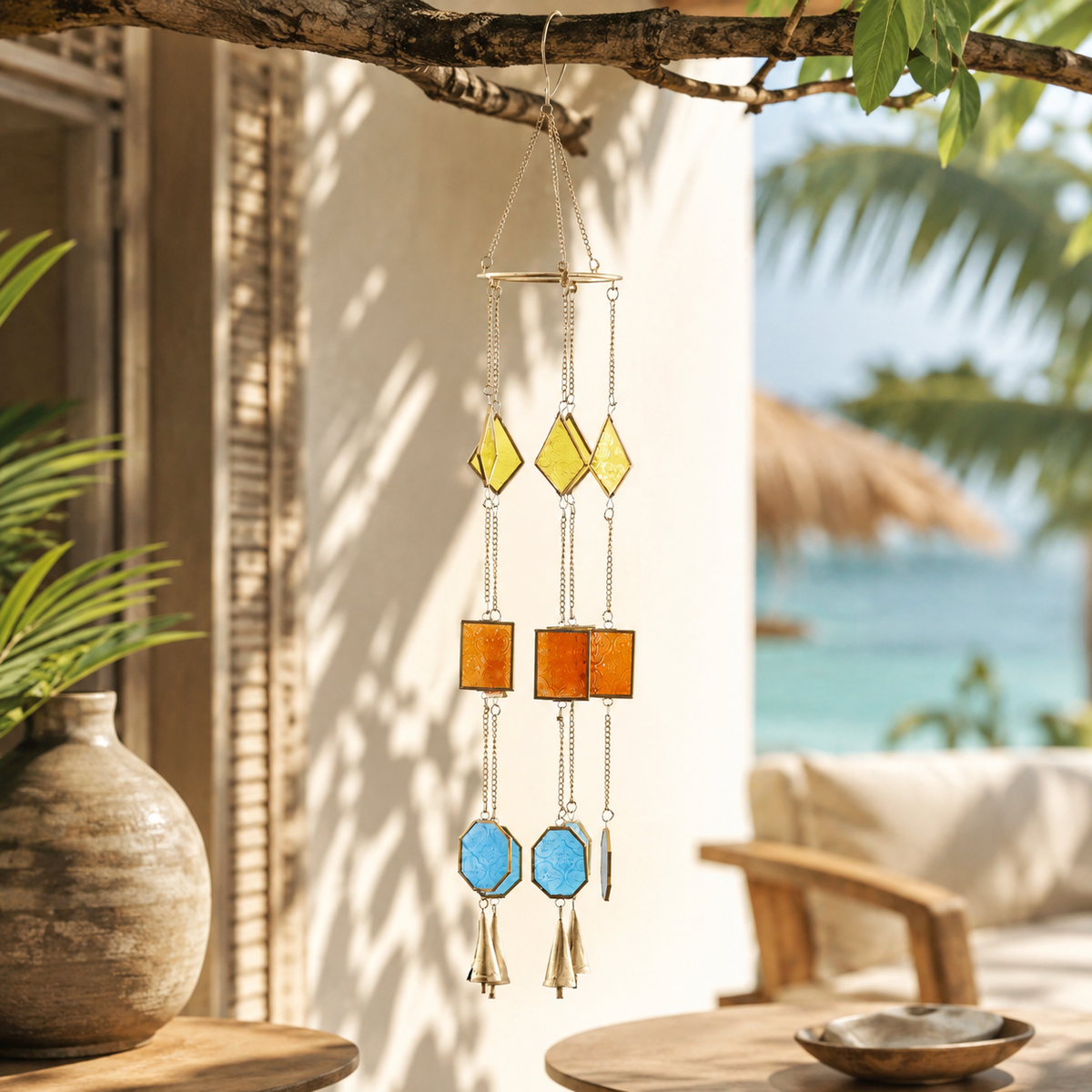 3pcs Geometric Glass Wind Chime
