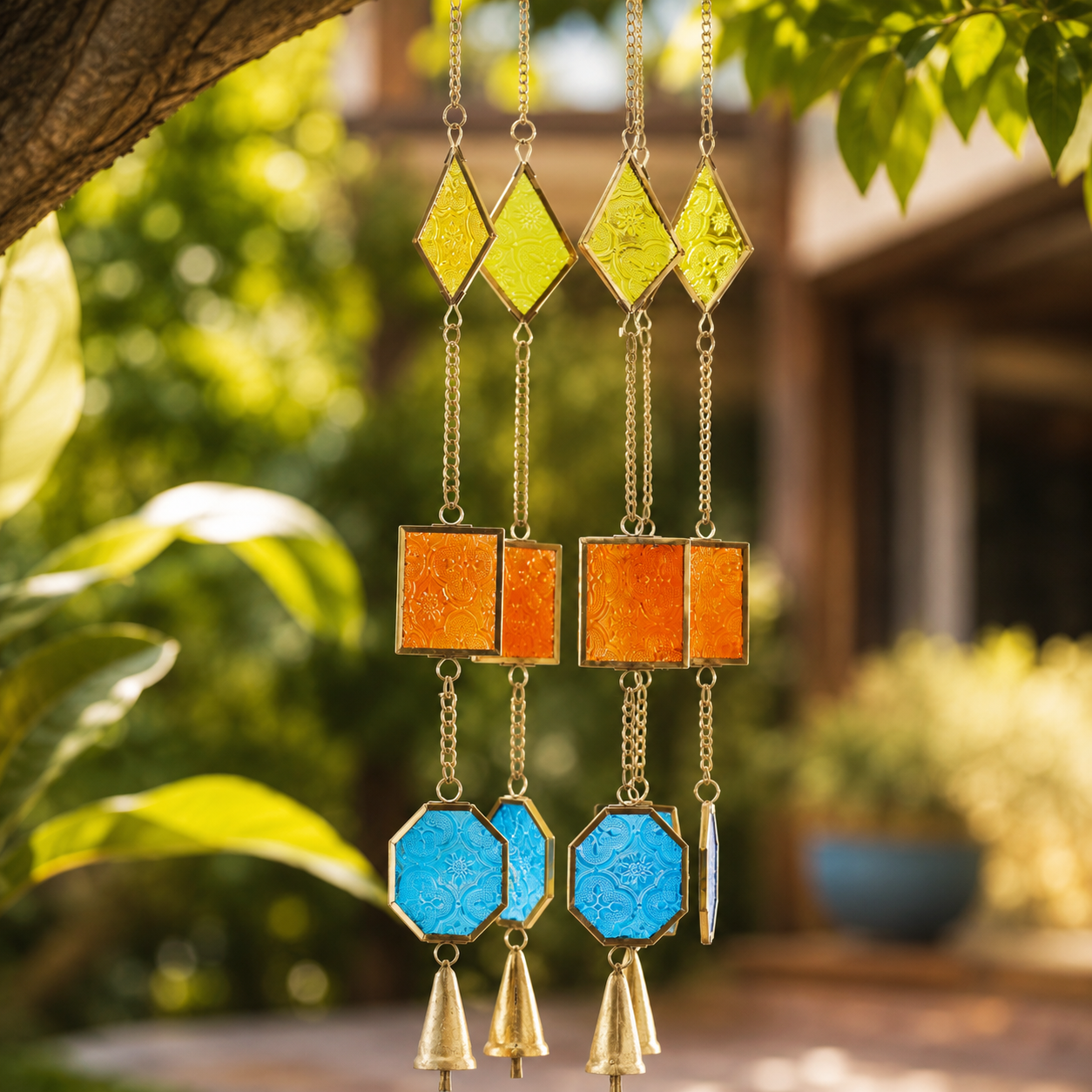 3pcs Geometric Glass Wind Chime
